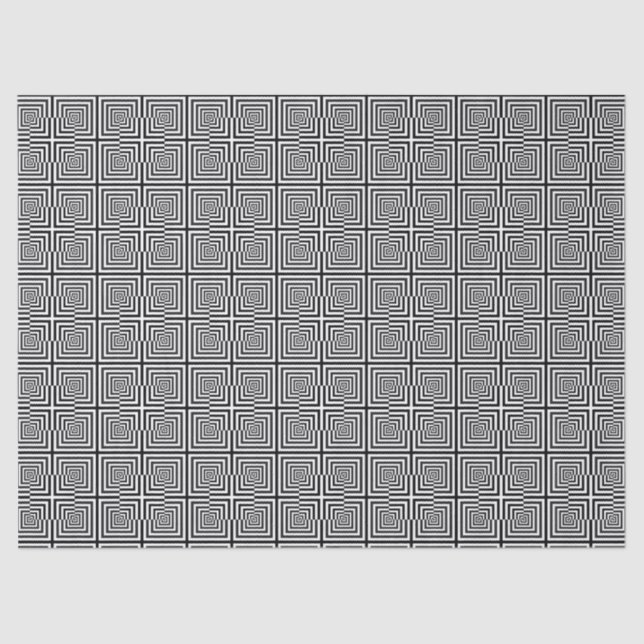 Retro Schwarz-weiß Squares Psychedelic Pattern Seidenpapier (Vorderseite)