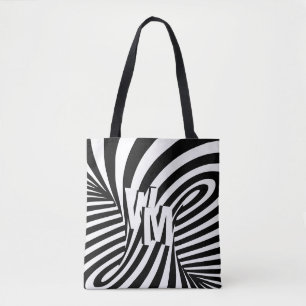 Retro Schwarz-weiße Abstrakte Zebra-Musterinitiale