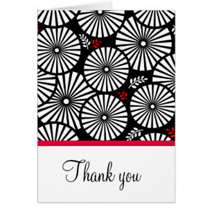 Retro Schwarz-weiße Blume Danke Karte
