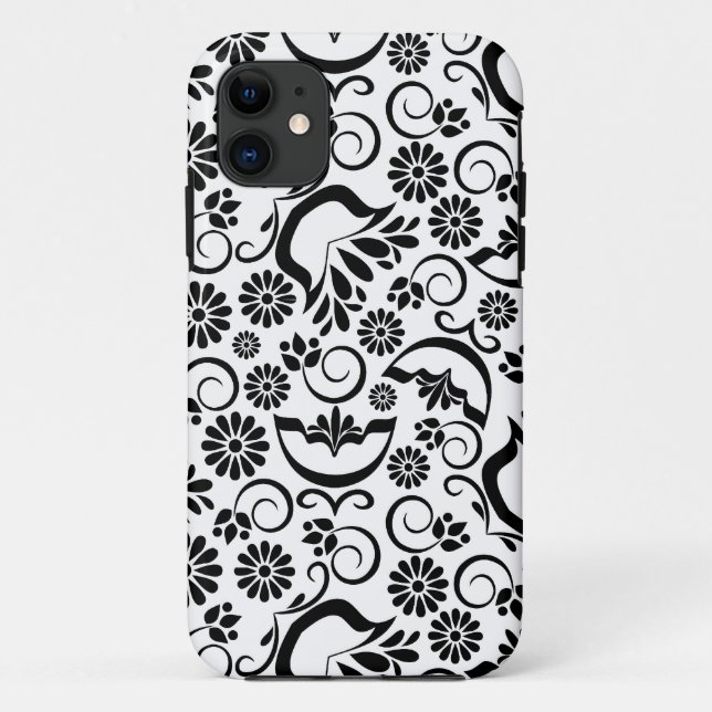 Retro Schwarz-weiße Blume iPhone 5 Fall Case-Mate iPhone Hülle (Rückseite)