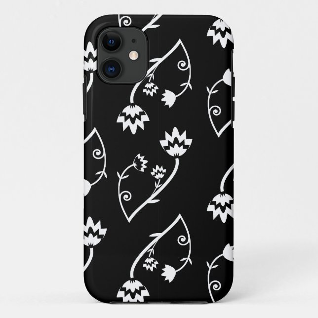 Retro Schwarz-weiße Blume iPhone 5 Fall Case-Mate iPhone Hülle (Rückseite)
