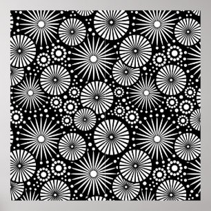 Retro Schwarz-weiße Blume Poster