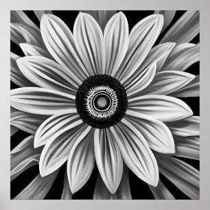Retro schwarz-weiße Blume Poster