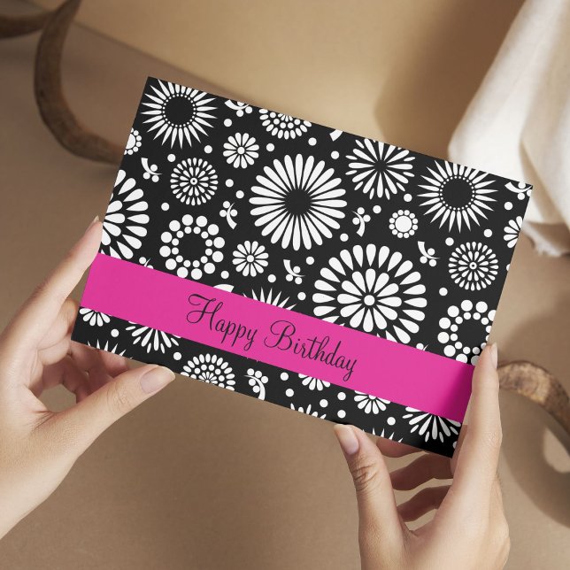 Retro Schwarz-weiße Blume Postkarte (Von Creator hochgeladen)