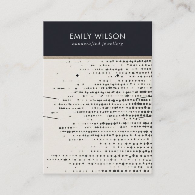 RETRO-SCHWARZ-WEISSE DOTS-ANZEIGE VISITENKARTE (Vorderseite)