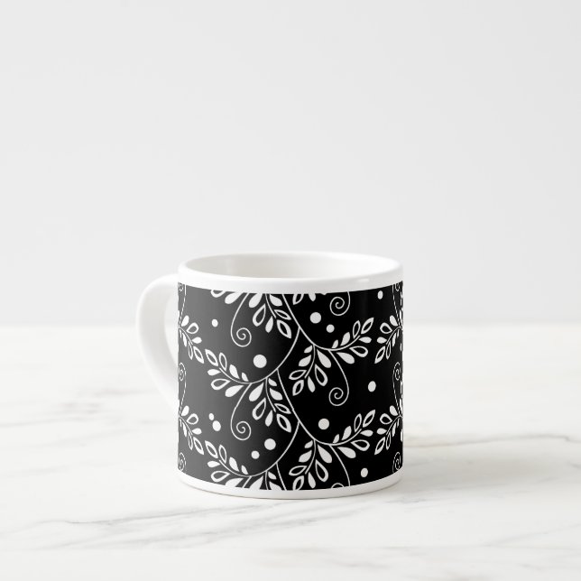 Retro Schwarz-weiße Espresso Tasse (Vorderseite Links)