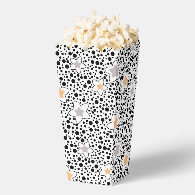 Retro schwarz-weiße Polka Punkte mit Sternen Geschenkschachtel (Geplatzt)