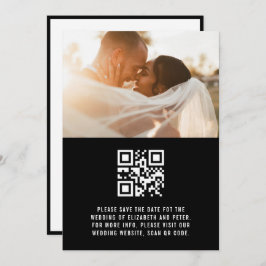 Retro Schwarz-weiße QR Code Wedding Website Save The Date