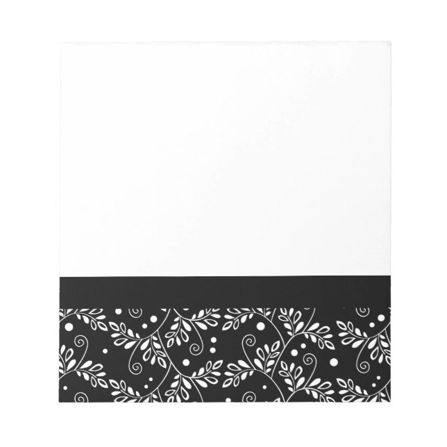 Retro-schwarz-weißes Blumen Notizbuch Notizblock (Vorderseite)