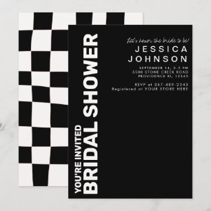 Retro-Schwarz-weißes Brautparty Einladung