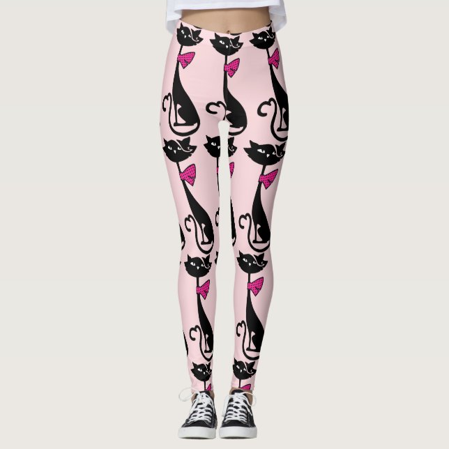 RETRO SCHWARZE CAT-LEGGINGS LEGGINGS (Vorderseite)
