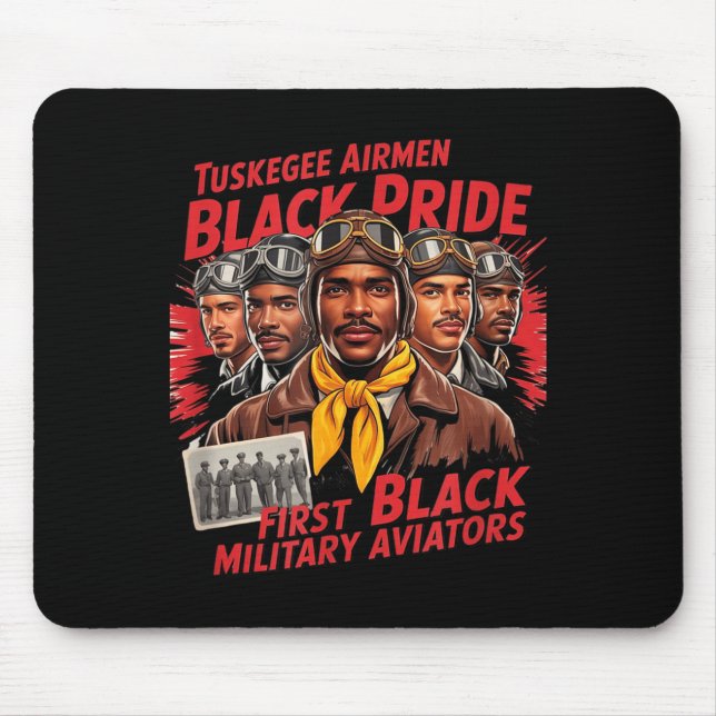 Retro Schwarze Flieger Schwarze Geschichte Zweiter Mousepad (Vorne)