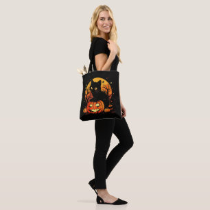 Retro schwarze Halloween-Katze Kürbis