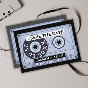 Retro schwarze Kassette Save The Date Karte