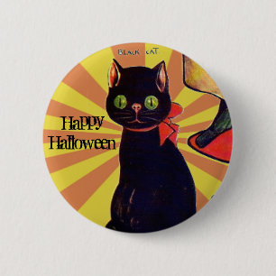 Retro Schwarze Katze Halloween 🎃 Button