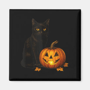 Retro-Schwarze-Katze-Halloween-Kürbis-Kostüm Fraue Magnet