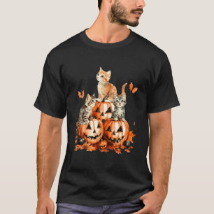 Retro-Schwarze-Katze-Halloween-Kürbis-Kostüm für F T-Shirt