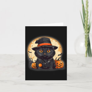 Retro-Schwarze-Katze-Halloween-Kürbis-Kostüm für Karte