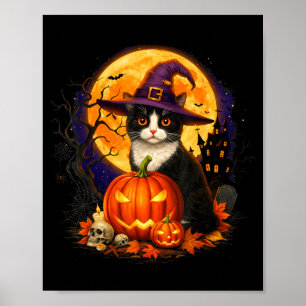 Retro-Schwarze-Katze-Halloween-Kürbis-Kostüm für M Poster