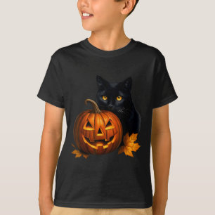 Retro-Schwarze-Katze-Halloween-Kürbis-Kostüm für T-Shirt