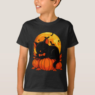 Retro-Schwarze-Katze-Halloween-Kürbis-Kostüm für T-Shirt