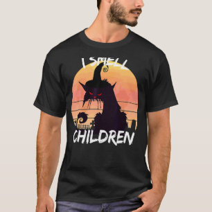 Retro schwarze Katze, ich rieche Kinder, Horror, H T-Shirt