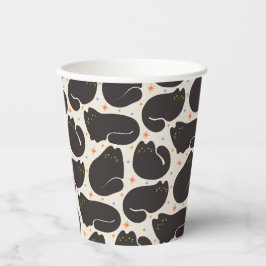Retro schwarze Katze in hellcreme Pappbecher