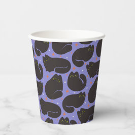 Retro-Schwarze Katze in Lila Pappbecher