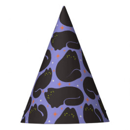Retro-Schwarze Katze in Lila Partyhütchen