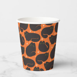 Retro-Schwarze Katze in Orange Pappbecher