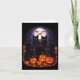 Retro-Schwarze-Katze-Kürbis-Halloween-Kostüm Fraue Karte