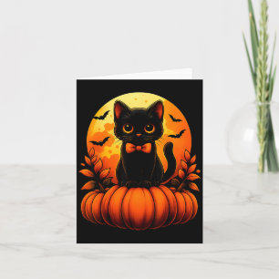 Retro-Schwarze-Katze-Kürbis-Halloween-Kostüm Herbs Karte