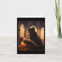 Retro schwarze Katze liest Buch Vintage Halloween