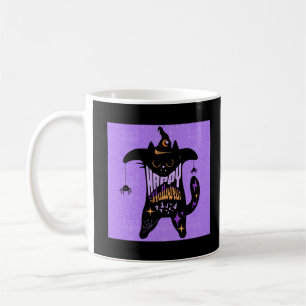 Retro schwarze Katze lustiges Halloween Kaffeetasse