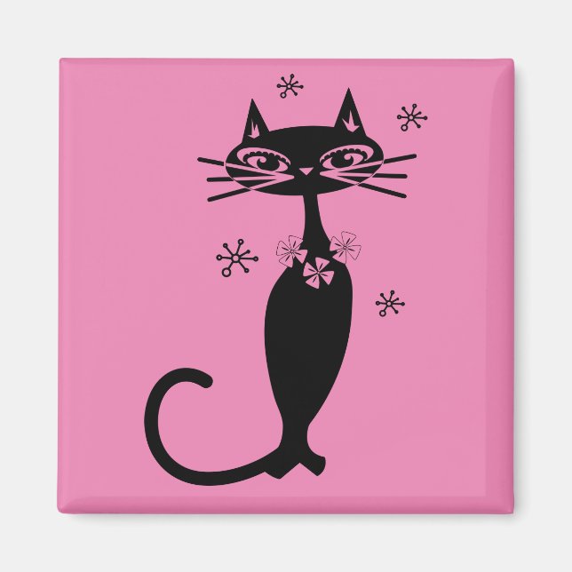RETRO-SCHWARZE KATZE MAGNET (Vorne)