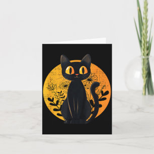 Retro schwarze Katze und Kürbis Halloween Karte
