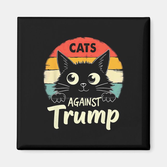 Retro-schwarze Katzen gegen Trump Magnet (Vorne)