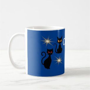 Retro schwarze Katzen mit Sternexplosion - bearbei Kaffeetasse