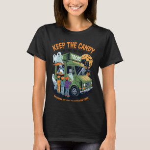 Retro schwarze Katzenhexe Grusel Halloween Kürbis  T-Shirt