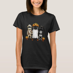 Retro schwarze Katzenhexe gruseliger Halloween-Kür T-Shirt