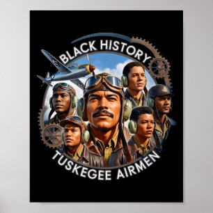 Retro schwarze Luftwaffenpiloten schwarze Geschich Poster
