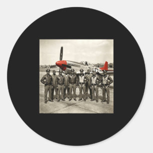 Retro schwarze Luftwaffenpiloten schwarze Geschich Runder Aufkleber