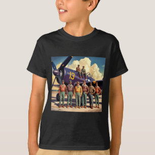 Retro schwarze Luftwaffenpiloten schwarze Geschich T-Shirt