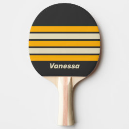 Retro Schwarze Sonne über Streifen mit Namen Tischtennis Schläger