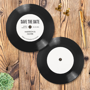 Retro-Schwarze und Weiße Vinyl-Schallplatte Termin Einladung