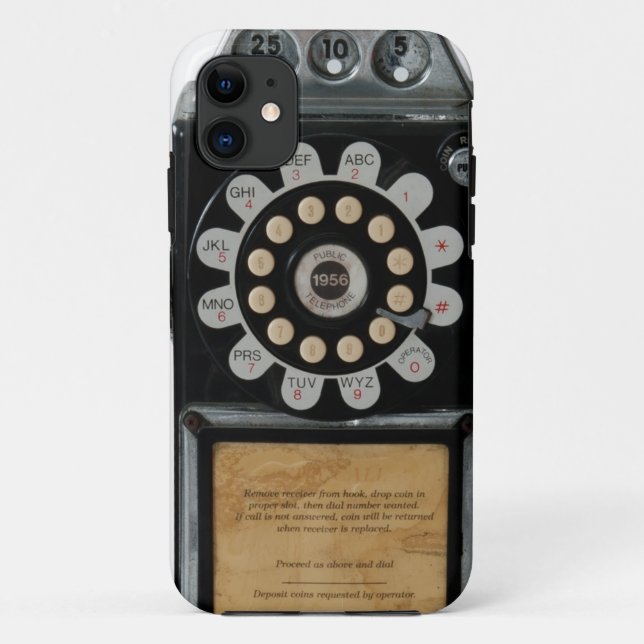 Retro schwarzer Münztelefonkasten Case-Mate iPhone Hülle (Rückseite)