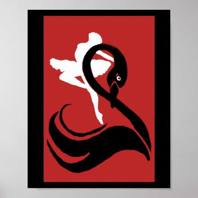 Retro Schwarzer Schwan Poster (Vorne)