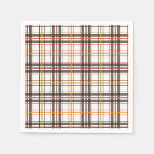 Retro Schwarzes, Brown u. orange kariertes Serviette