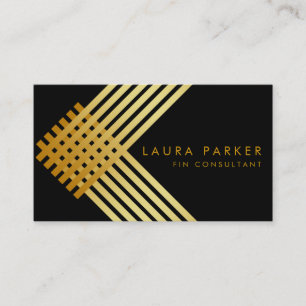 Retro schwarzes Goldgeometrischer Finanzbau Visitenkarte