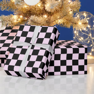Retro schwarzes Tartan Karo Weihnachten Geschenkpapier